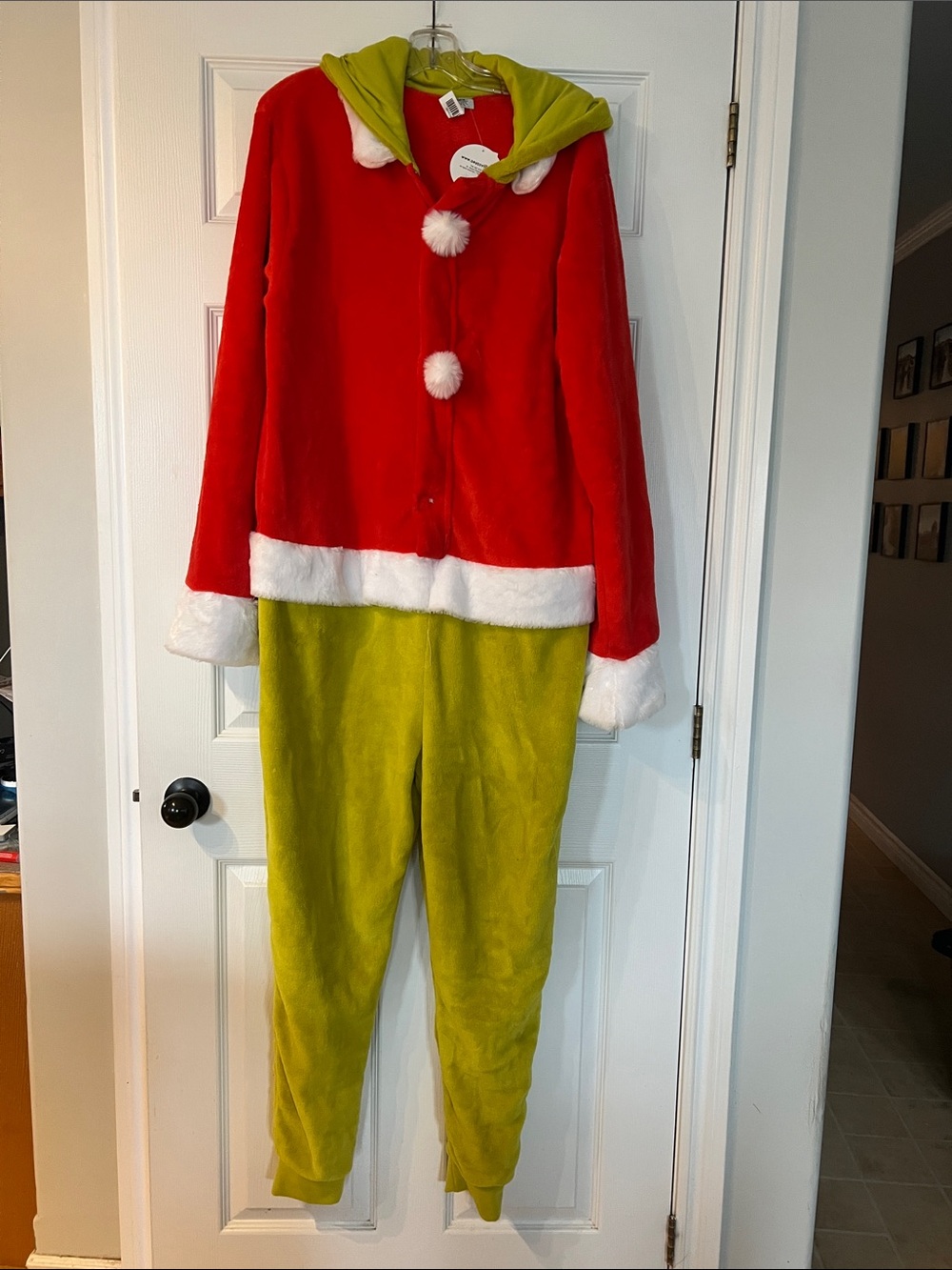 The Grinch Plush onesie Set in Red & Lime Green